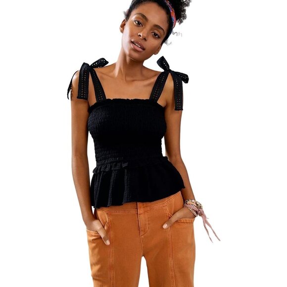 Anthropologie Stephanie Adjustable Tie Strap Eyelet Tank - Picture 6 of 8